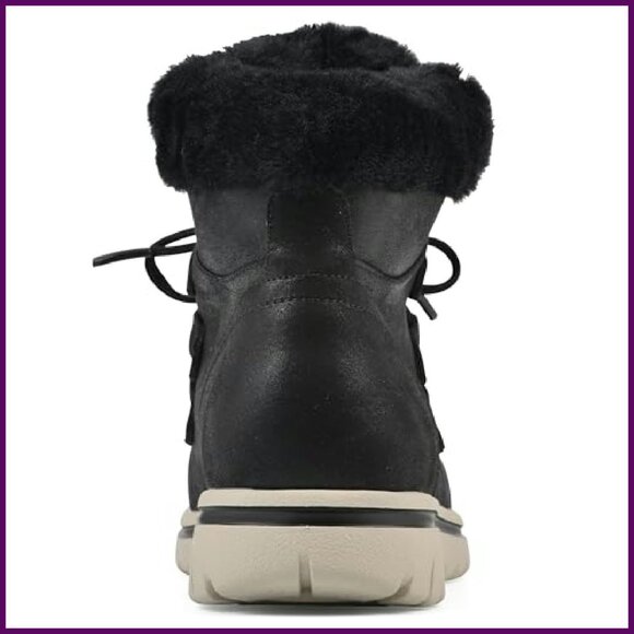 Women's Lace-Up Ankle Booties with Faux Fur Lining, Cushioned Sole, Size - Picture 6 of 8